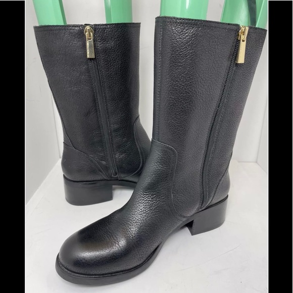 Vince Camuto VV-Wexle Molten Silk Cow Black Leather Moto Boots Women’s Size 7 - Picture 8 of 12